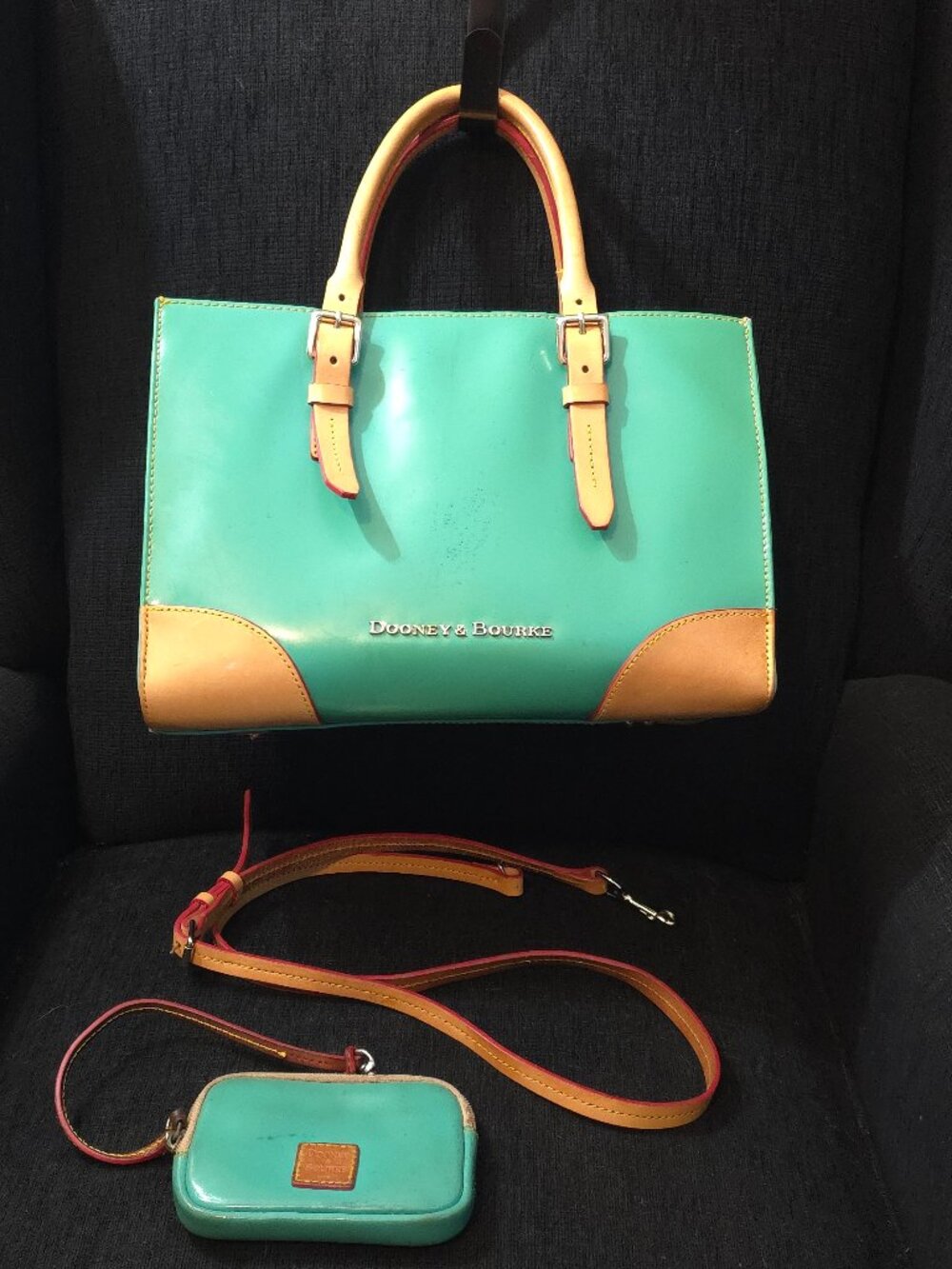 Dooney & Bourke Janine Ocean Teal Patent Leather Satchel